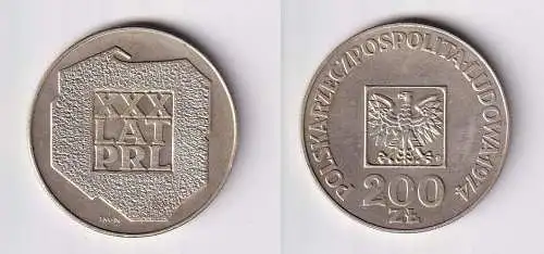 200 Zloty Silber Münze Polen XXX LAT PRL, Adler 1974 vz (148232)