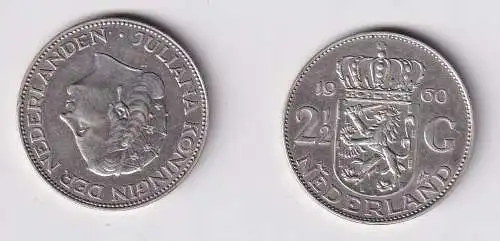 2 1/2 Gulden Silber Münze Niederland 1960 ss+ (140333)