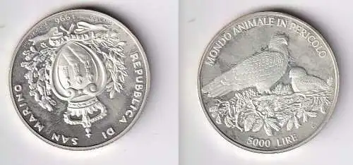 10000 Lire Silber Münze San Marino 1996 Falken PP (148388)