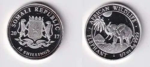 50 Schilling Silber Münze Somalia 2017 Elefant PP (154142)