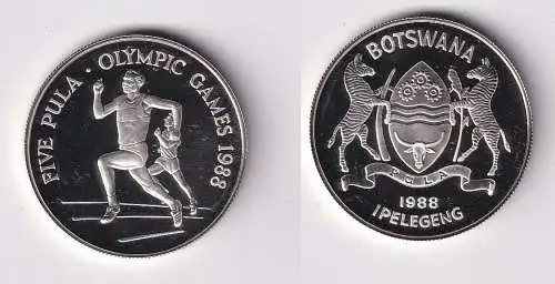 5 Pula Silber Münze Botswana Olympiade Seoul 1988 PP (166532)