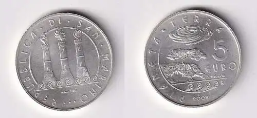 5 Euro Silber Münze San Marino Planet Erde 2008 Stgl. (148399)