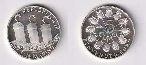 5 Euro Silber Münze San Marino Willkommen Euro 2002 PP (140887)