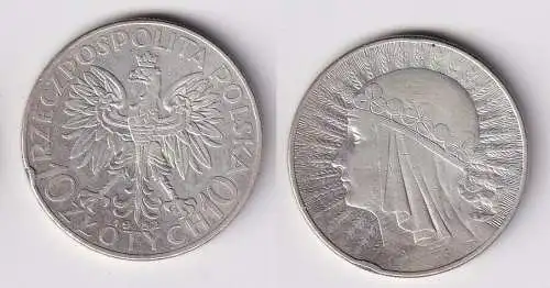 10 Zlotych Zloty Silber Münze Polen 1932 Frauenkopf Königin Jadwiga (166324)