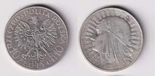 10 Zlotych Zloty Silber Münze Polen 1932 Frauenkopf Königin Jadwiga (166718)