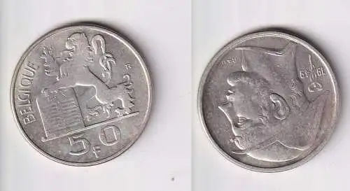 50 Franc Silber Münze Belgien 1949 ss (164012)