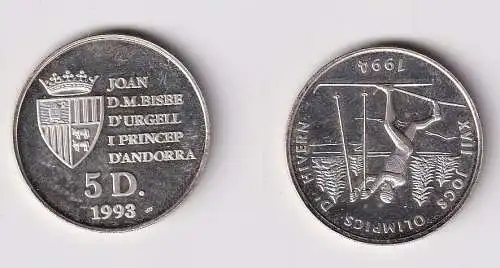5 Diners Silber Münze Andorra 1993 olympische Spiele 1994 Lillehammer (166364)