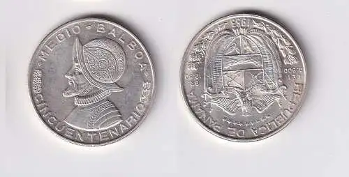 1/2 Balboas Silber Münze Panama 1953 vz (166118)