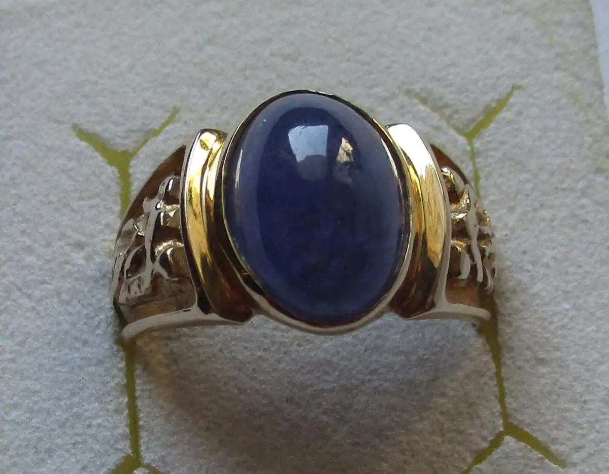 hochwertiger 375er Gold Ring mit Tansanit Cabochon 6,2g Harry Ivens IV (158092) 0