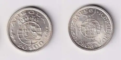 20 Escudos Silber Münze Portugiesisch Angola 1952 Stgl. (166185)