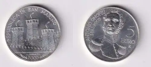 5 Euro Silber Münze San Marino Antonio Onofri 2005 Stgl. (148072)
