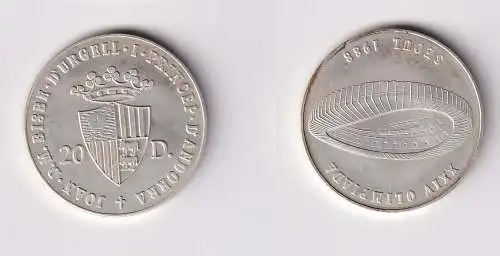 20 Diners Silber Münze Andorra 1988 Olympiade Seoul Stadion Stgl. (162468)