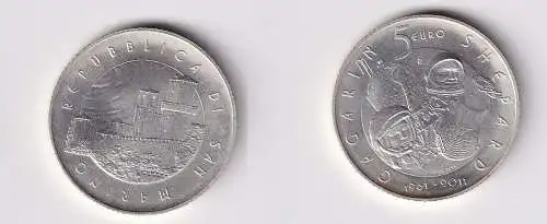 5 Euro Silber Münze San Marino Gagarin Shepard 2011 Stgl. (140259)