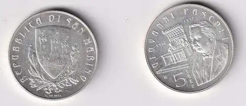 5 Euro Silber Münze San Marino Giovanni Pascoli 2012 Stgl. (147057)