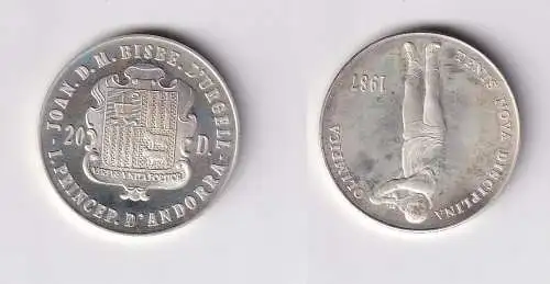 20 Diners Silber Münze Andorra 1987 Olympiade Tennis als neue Disziplin (166028)