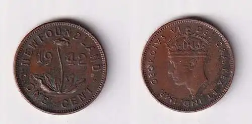1 Cent Kupfer Münze Kanada New Foundland 1842 f.vz (167554)