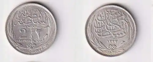 2 Piaster Silbermünze Ägypten AH1335 / AD1917 f.vz (166912)