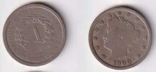 5 Cent Nickel Münze USA 1900 s/ (166862)