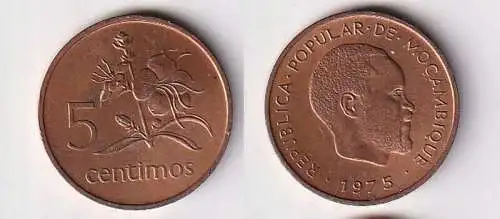 5 Centimos Kupfer Münze Mosambik Moçambique 1975 vz (167521)