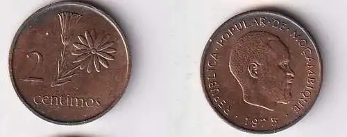 2 Centimos Kupfer Münze Mosambik Moçambique 1975 vz (166823)