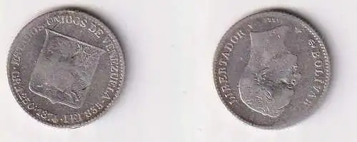 1/4 Bolivar Silber Münze Venezuela 1874 s (166859)