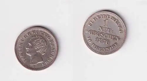 1 Neu Groschen Silber Münze Sachsen 1870 B ss+ (153836)
