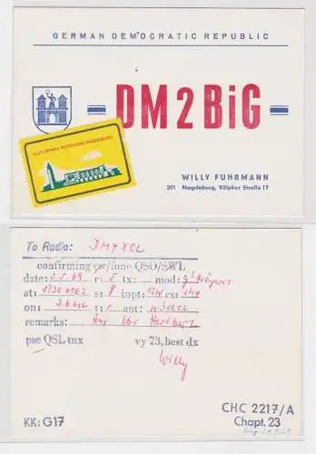 901903 QSL Karte Amateur Funker DDR Magdeburg mit Stadtwappen 1969