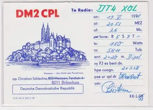 901651 QSL Karte Amateur Funker DDR Birkenhain Albrechtsburg Meissen 1978