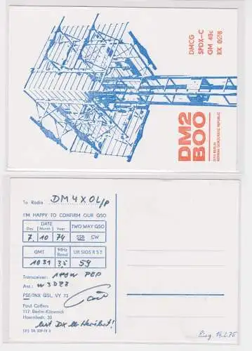 901240 QSL Karte Amateur Funker DDR Berlin mit Funkmast 1974