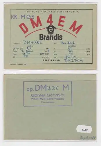 55810 QSL Karte Amateur Funker DDR Brandis mit Ortswappen 1969