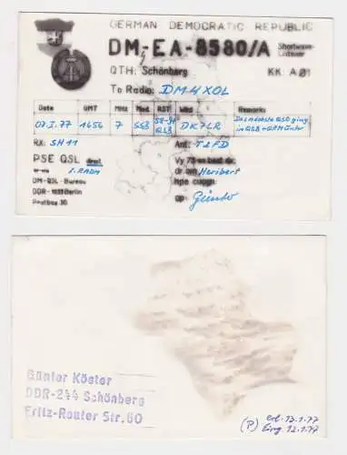73421 QSL Karte Funker Funkamateur DDR Schönberg mit Ortswappen 1977