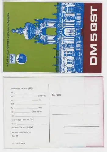 56587 QSL Karte Funker Funkamateur DDR Dresden Zwinger GST 1972