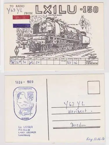 57038 QSL Karte Amateur Funker DDR Belvaux Luxembourg Eisenbahn 1989