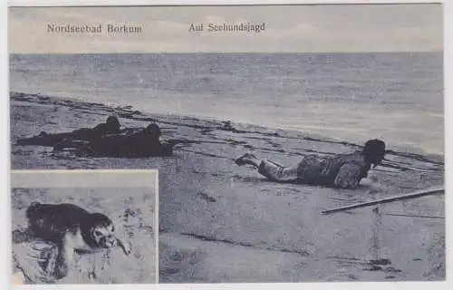 62809 AK Nordseebad Borkum - Auf Seehundsjagd 1907