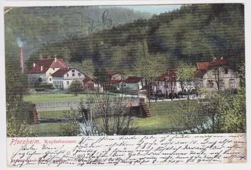 94722 Ak Gruss aus Pforzheim - Blick auf Kupferhammer 1904
