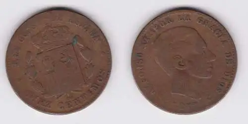 10 Centimos Kupfer Münze Spanien 1877 (150715)
