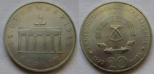 DDR Gedenk Münze 20 Mark Brandenburger Tor 1990 Stempelglanz (162732)