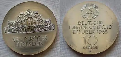 DDR Gedenk Münze 10 Mark Semperoper Dresden 1985 Silber Stempelglanz (162118)