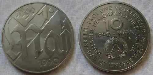 DDR Gedenk Münze 10 Mark 100.Jahre 1.Mai Feiertag 1990 (162231)