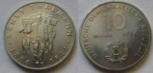 DDR Gedenk Münze 10 Mark Ernst Thälmann 1986 Stempelglanz (162661)