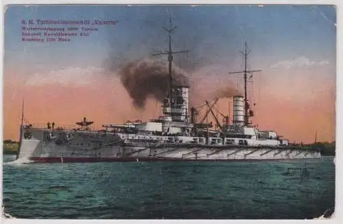 36334 Ak S.M. Turbinenlinienschiff "Kaiserin" Bauwerft Howaldtswerke Kiel 1918