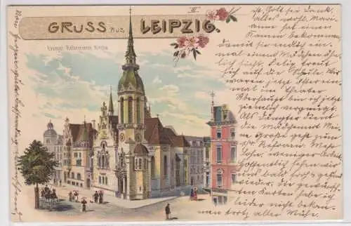 62977 Lithographie Ak Gruss aus Leipzig - evangl. Reformierte Kirche 1901