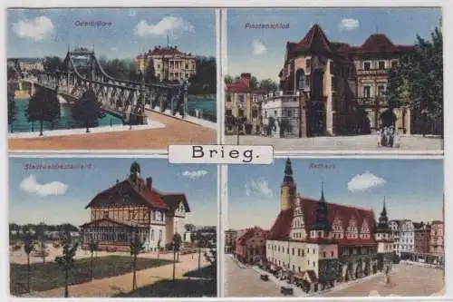 71484 Mehrbild AK Brieg - Oderbrücke, Piastenschloß, Rathaus,Stadtwaldrestaurant