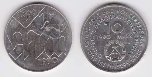 DDR Gedenk Münze 10 Mark 100.Jahre 1.Mai Feiertag 1990 (140829)