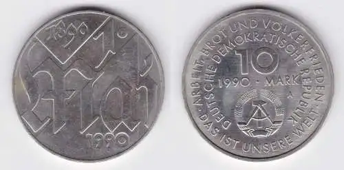 DDR Gedenk Münze 10 Mark 100.Jahre 1.Mai Feiertag 1990 (149097)