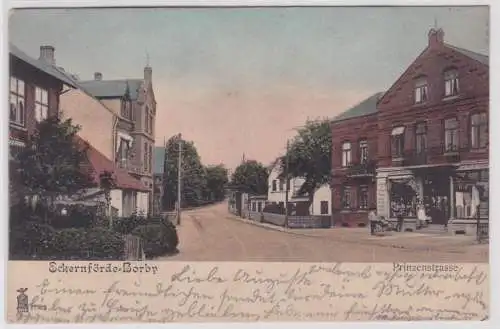 901609 Ak Eckernförde Borby Prinzenstrasse mit Geschäft 1904