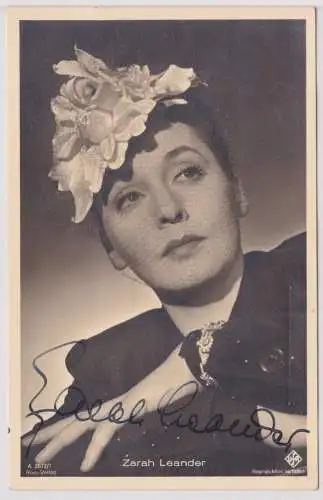 21631 Autograph Karte UFA Star Schauspielerin Zarah Leander um 1940