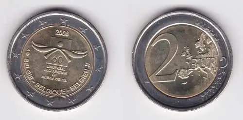 2 Euro Gedenkmünze Belgien Menschenrechte 2008 Stgl.  (114669)