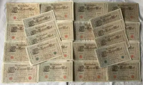 Sammlung 24x  1000 Reichsmark Banknoten 21.4.1910 versch. Buchstaben (110422)