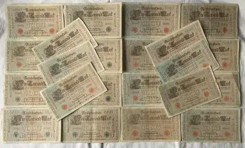 Sammlung 22x  1000 Reichsmark Banknoten 21.4.1910 versch. Buchstaben (100206)